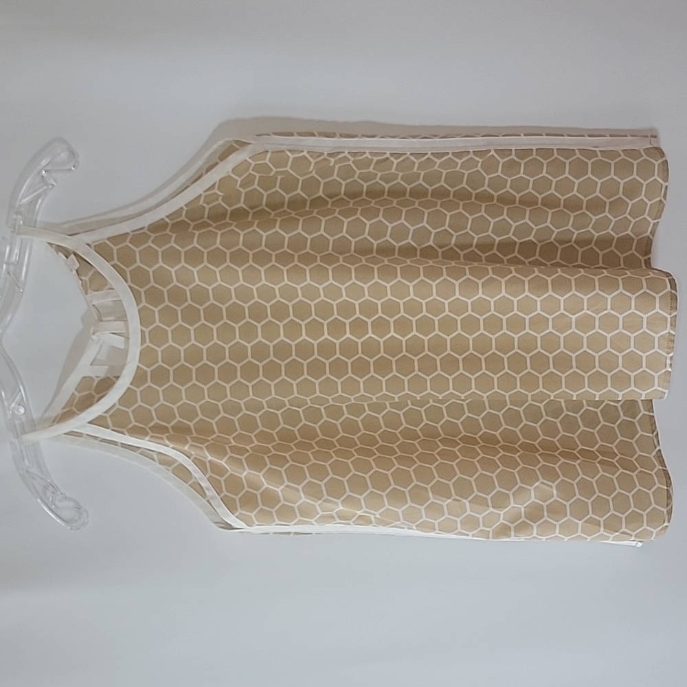 CHARMING CHARLIE | Geometric Print Tan  White Top